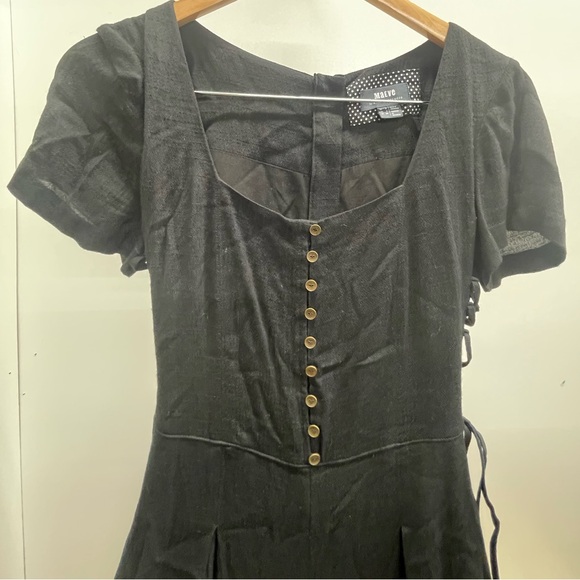 Anthropologie Maeve Buttoned Front Jumpsuit with Lace Up Sides - Picture 4 of 8